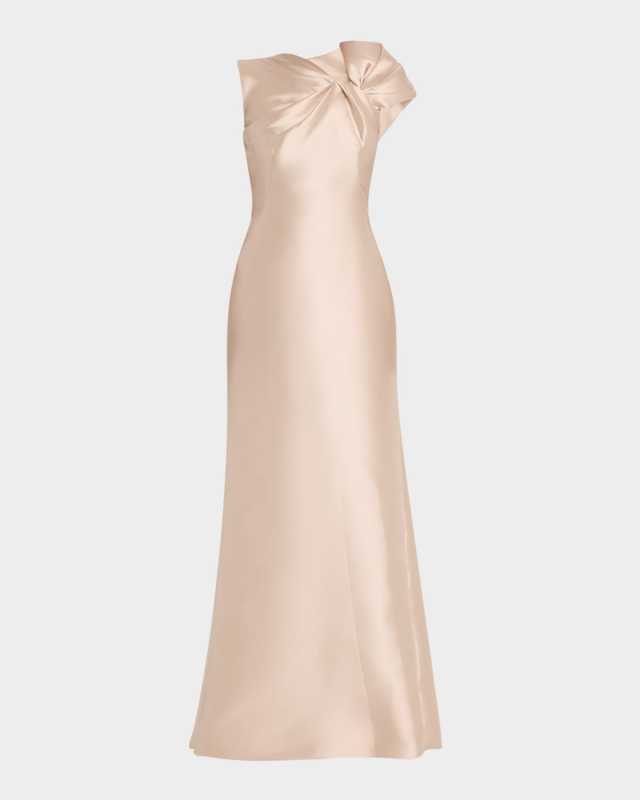 Twisted Shoulder Mikado Mermaid Gown